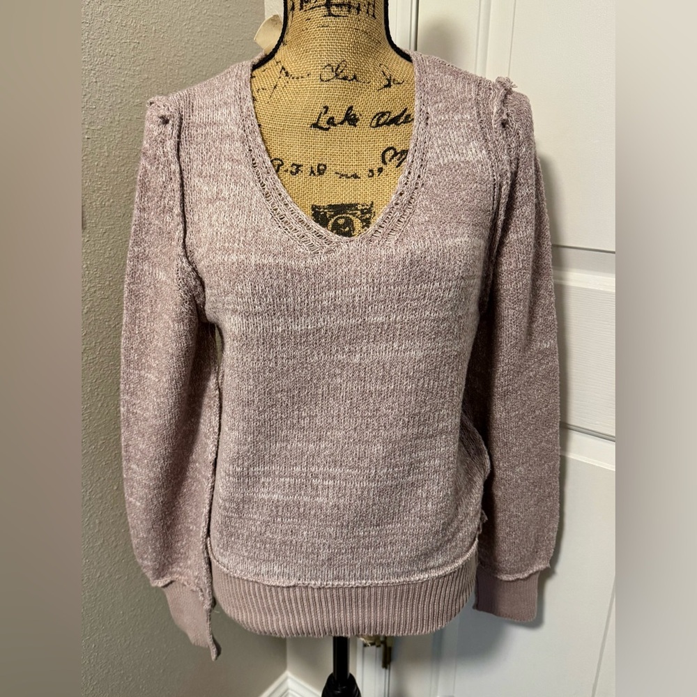 NEW Hem & Trends Mauve V-Neck Sweater, Size Large